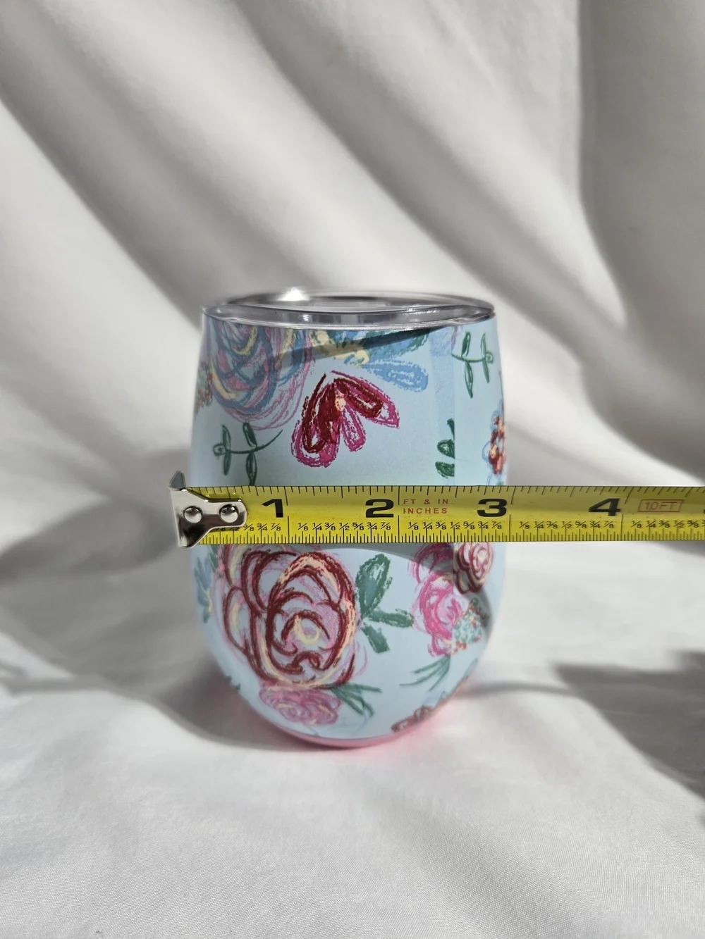 NWOT Matilda Jane Floral Insulated Wine Tumbler 11oz Blue Pink Stainless Steel